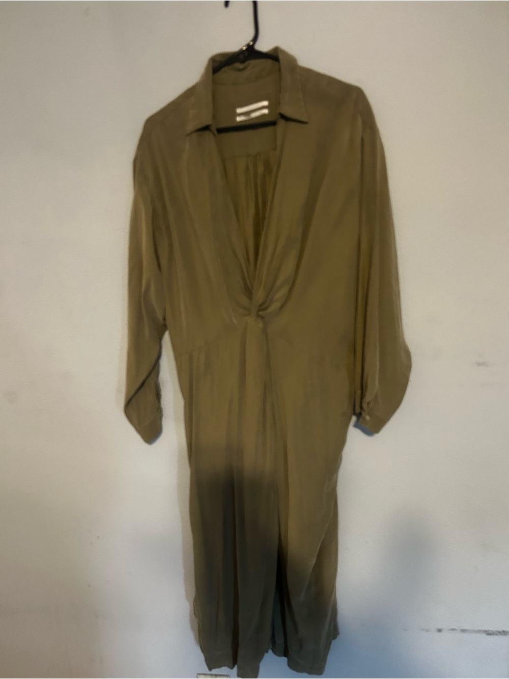 Anthropologie Olive Twist-Front Midi Dress
